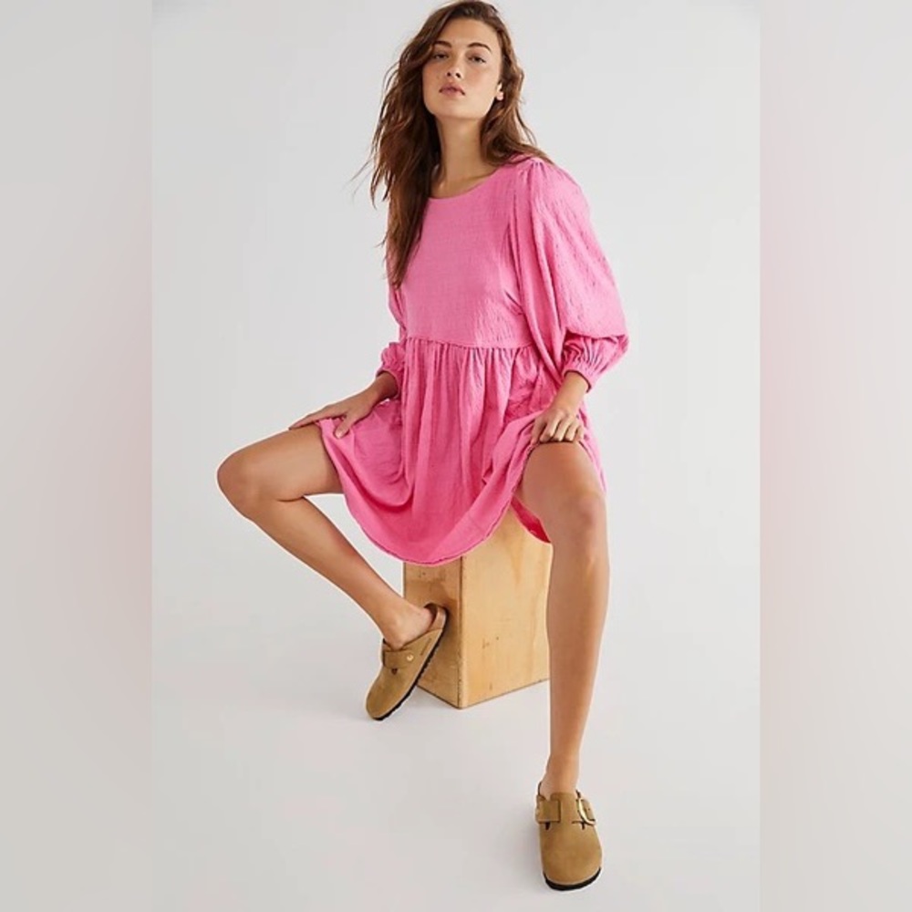 NWT Free People Beach GET OBSESSED babydoll dress (pink carnation) — sz XS